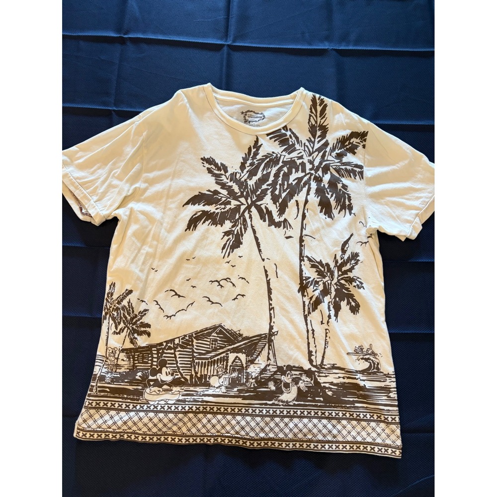 Disney Tiki Kingdom Walt Disney World Mens T-Shirt Large Cream Brown T2101M0002